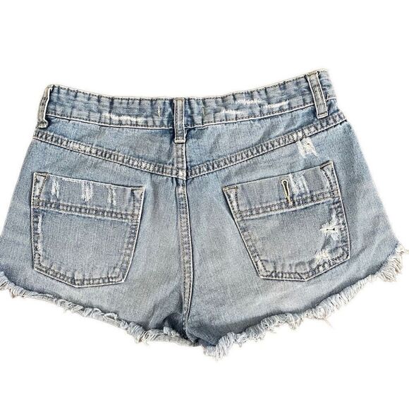 Free People Distressed Jean Cut Off Shorts - Picture 2 of 6